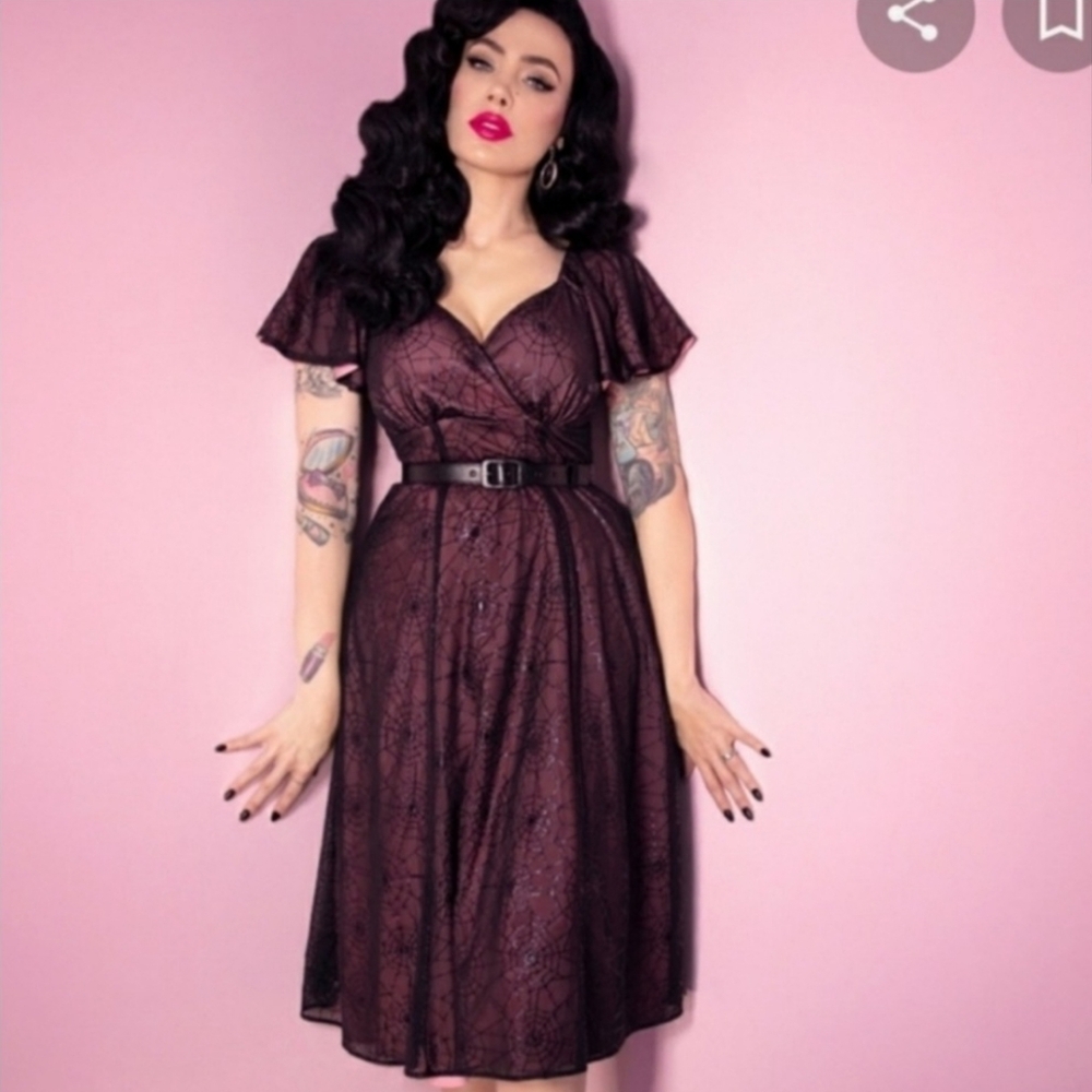 Vixen By Micheline Purple Spider Web Dress